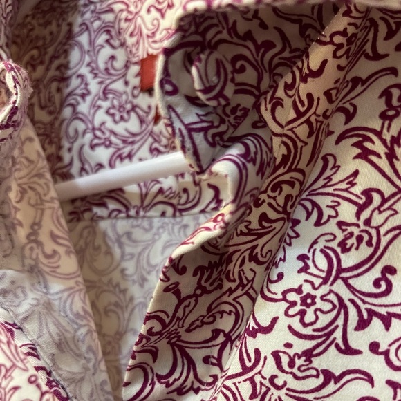 NWOT TALBOTS HABERDASHERY BLOUSE. Wine floral. Fabric covered buttons. Size 14. - Picture 4 of 5